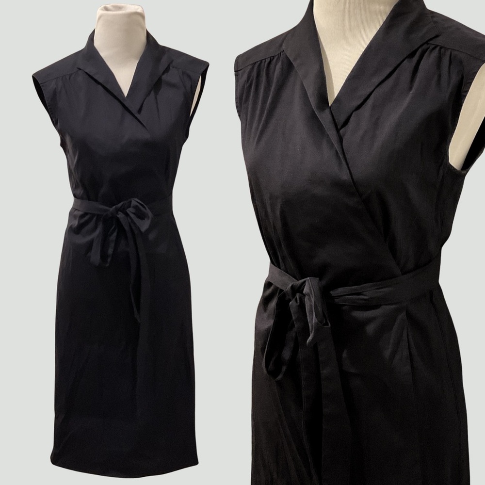 Theory Julissa Luxe Wrap Dress Navy Blue Size 8